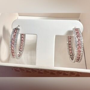 Bomb Party The Bella Mini Earrings RBP7595 Light Rhodolite CZ Rhodium NIB